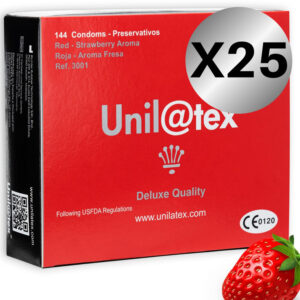UNILATEX - PRESERVATIVOS ROJOS/FRESA 144 UDS X 25 UDS
