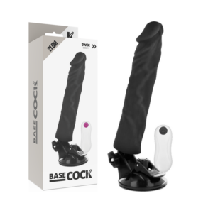 BASECOCK - VIBRADOR REALÍSTICO CONTROL REMOTO NEGRO 21 CM -O- 4 CM