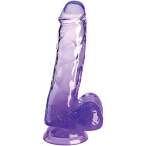 KING COCK - CLEAR PENE REALÍSTICO CON TESTÍCULOS 13.5 CM MORADO