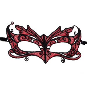 QUEEN LINGERIE - ANTIFAZ DE ENCAJE DETALLES ROJO