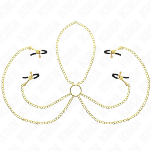 KINK - PINZAS PARA PEZONES Y CLÍTORIS 4 ENGANCHES AJUSTABLE DORADO