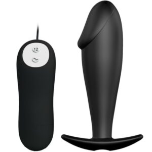 PRETTY LOVE - PLUG ANAL SILICONA FORMA PENE Y 12 MODOS VIBRACIÓN NEGRO